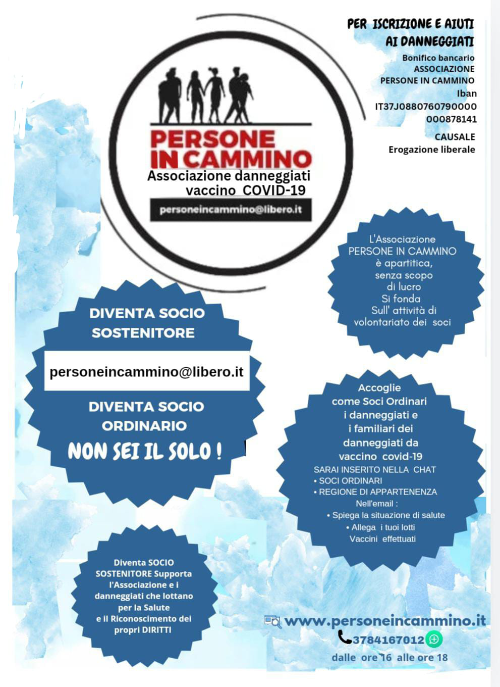 Persone in cammino associazione danneggiati